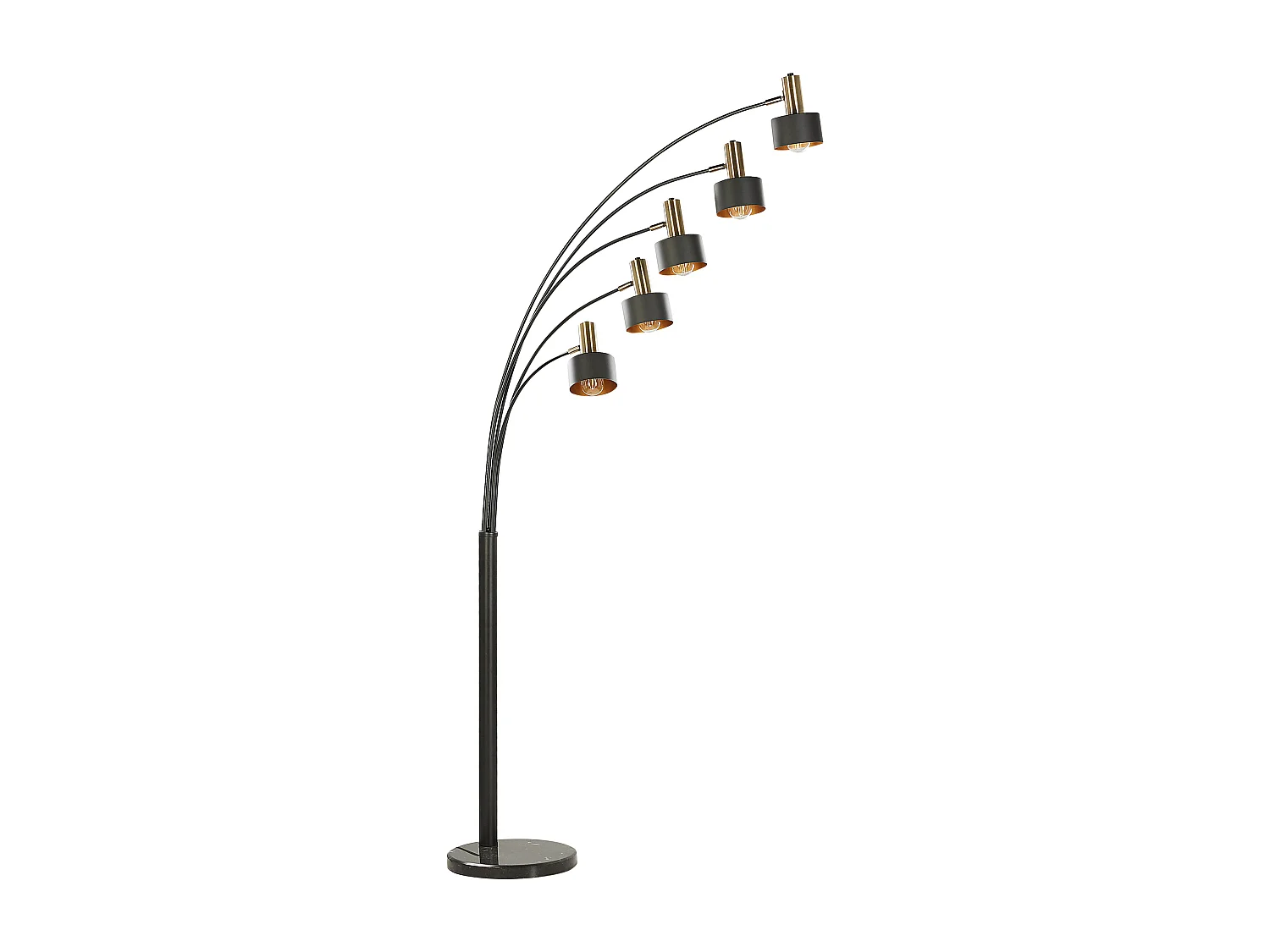 Elegante Stehlampe aus Eisen schwarz und gold 5-flammig modern 210 cm Anbesa