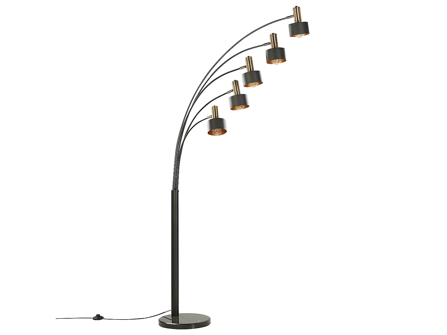 Elegante Stehlampe aus Eisen schwarz und gold 5-flammig modern 210 cm Anbesa