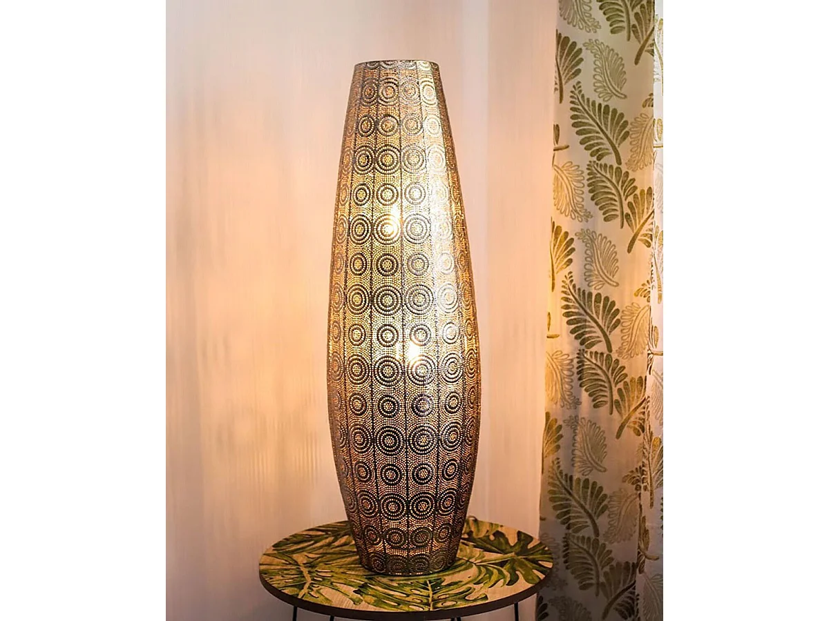 Lanterne de sol marocaine en métal argenté MARINGA