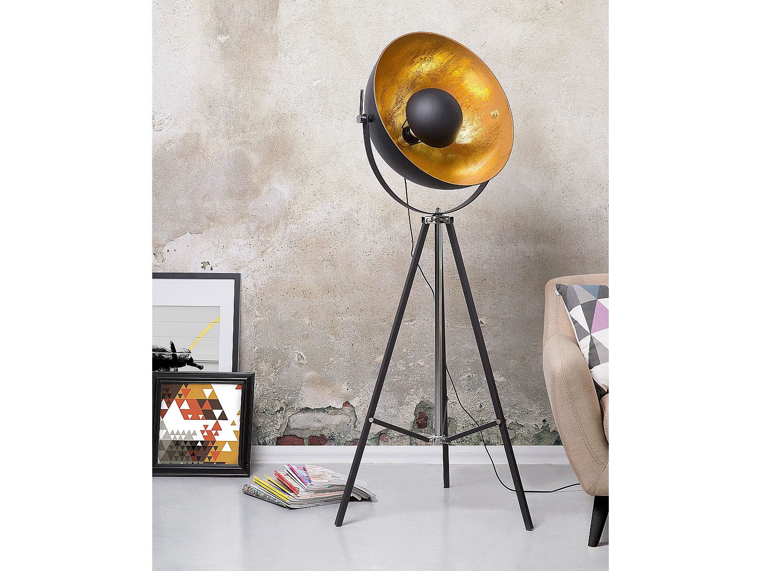 Lampada da pavimento THAMES Metallo Oro