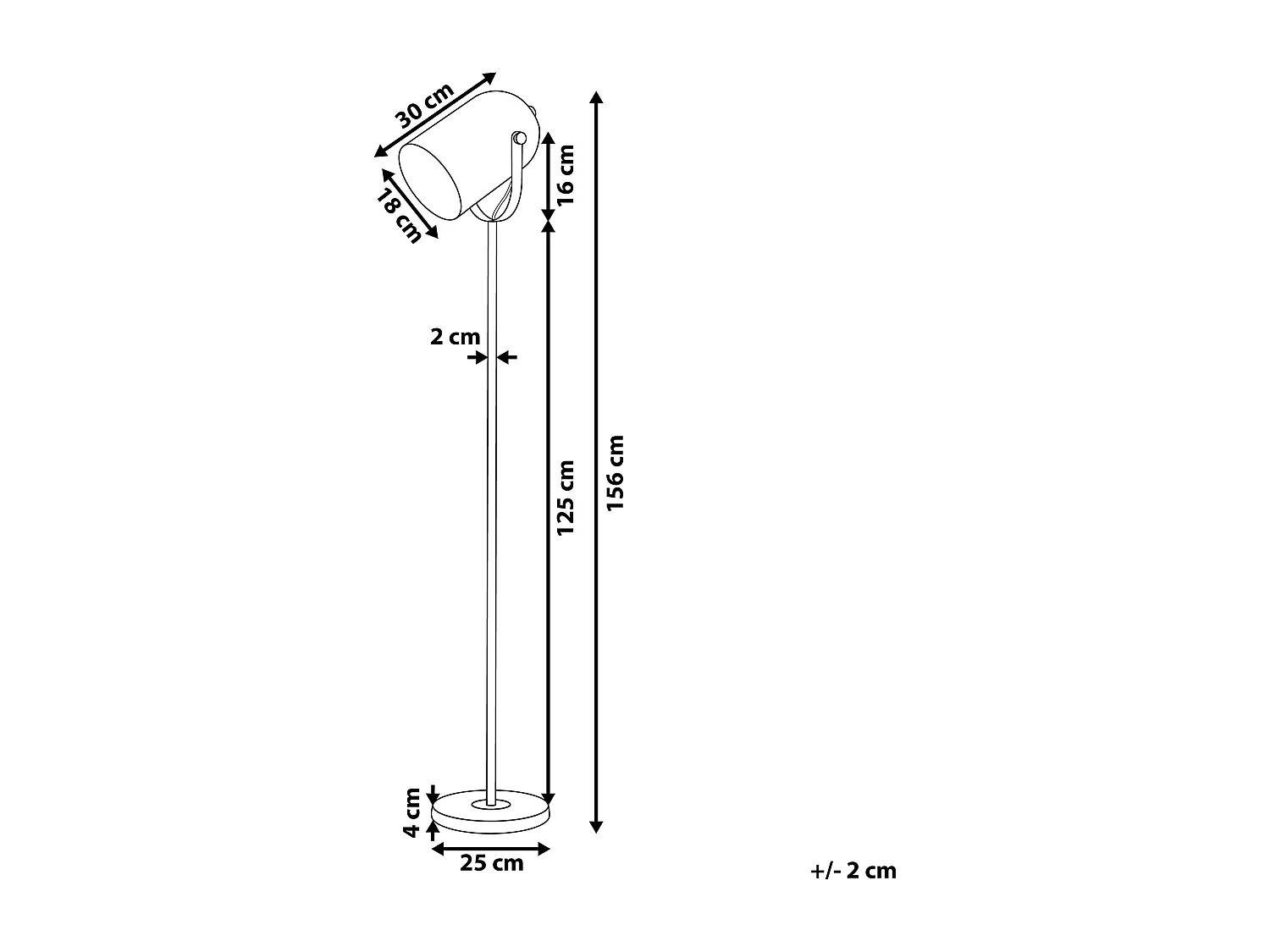 Candeeiro de pé TYRIA Ajustável Metal Branco