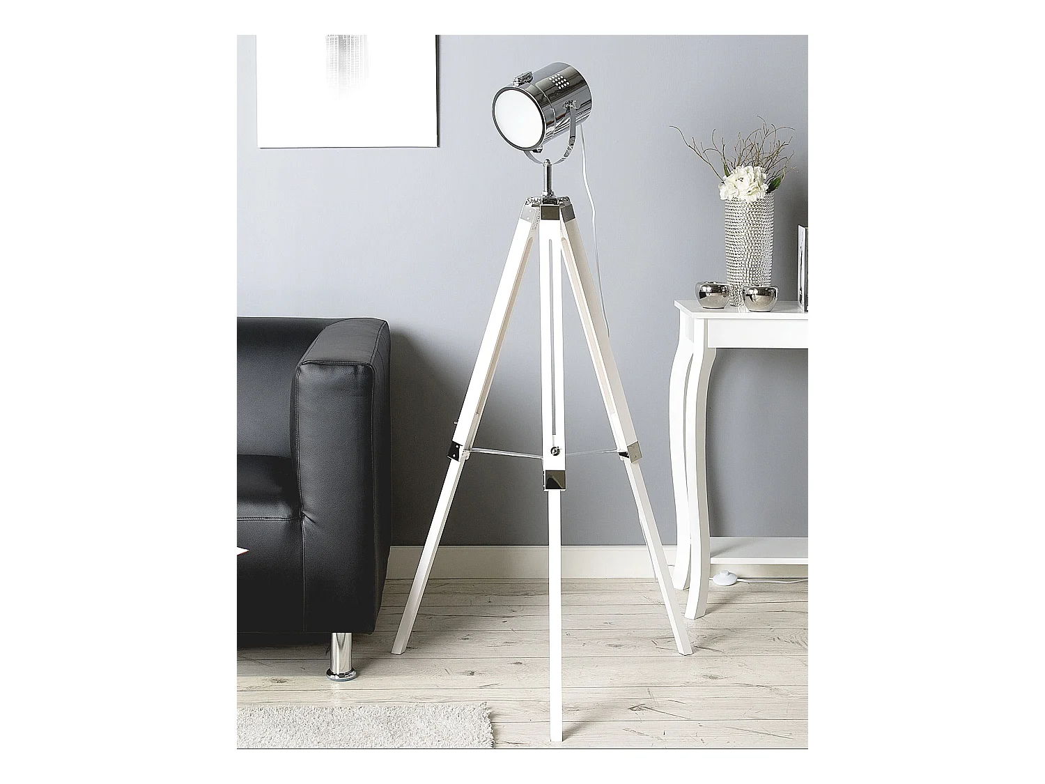 Lámpara de pie ALZETTE Madera de pino Blanco