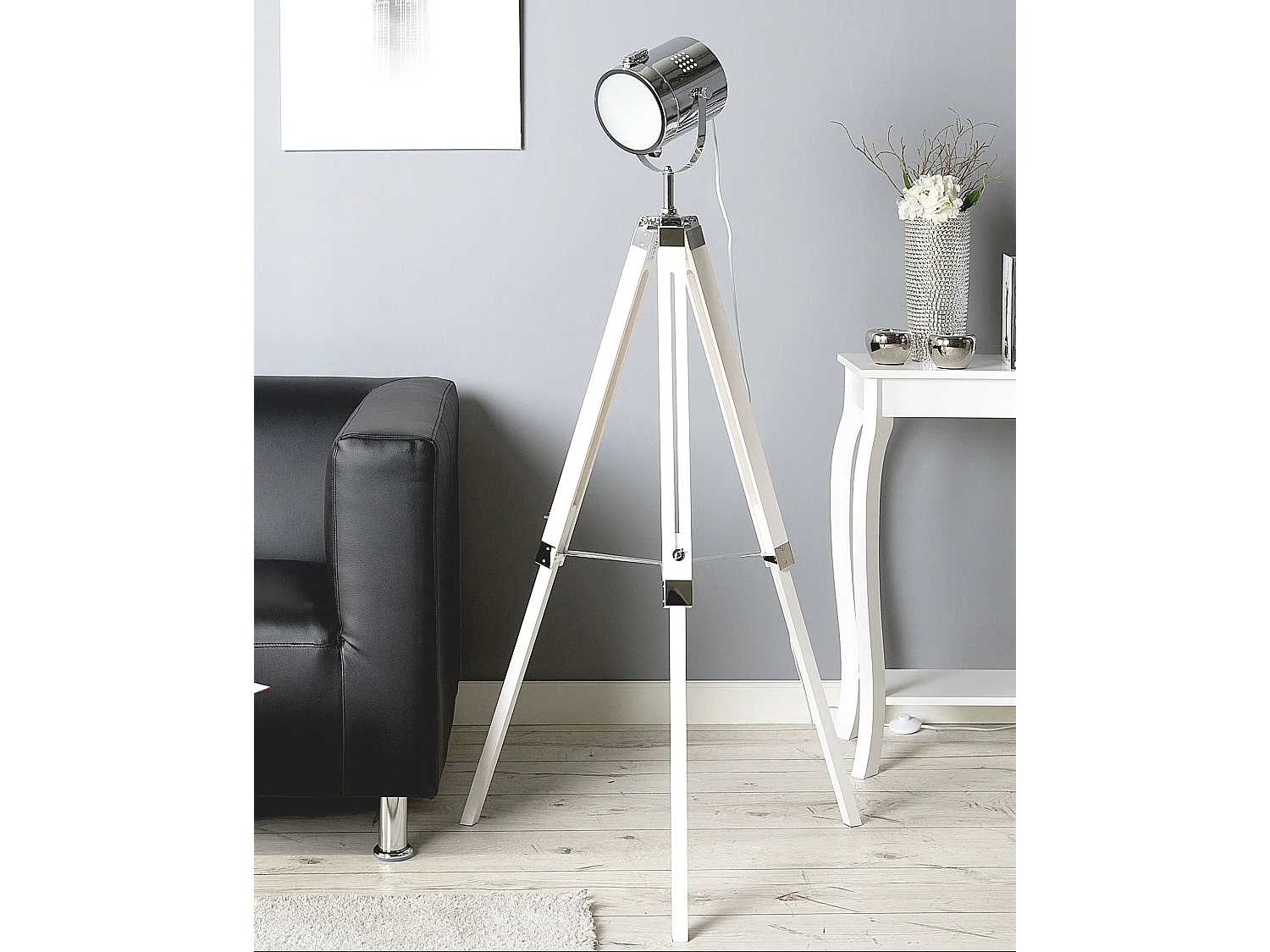 Stehlampe ALZETTE Kiefernholz Weiss