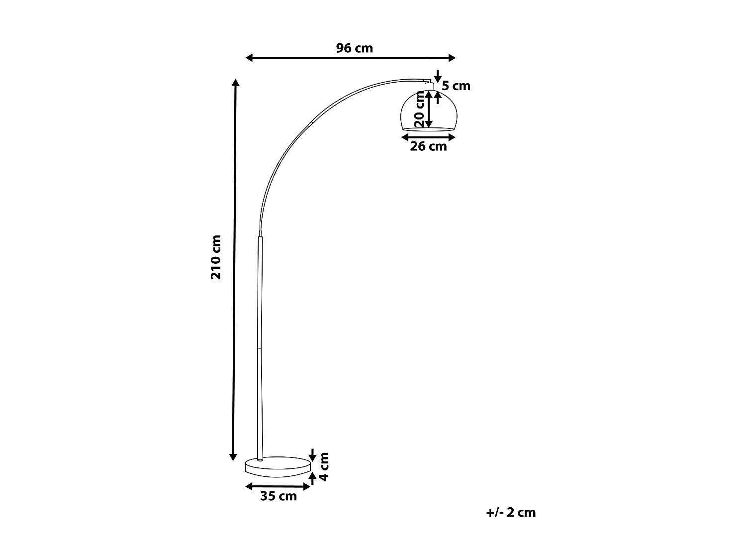 Candeeiro de pé cor de cobre 210 cm PAROO