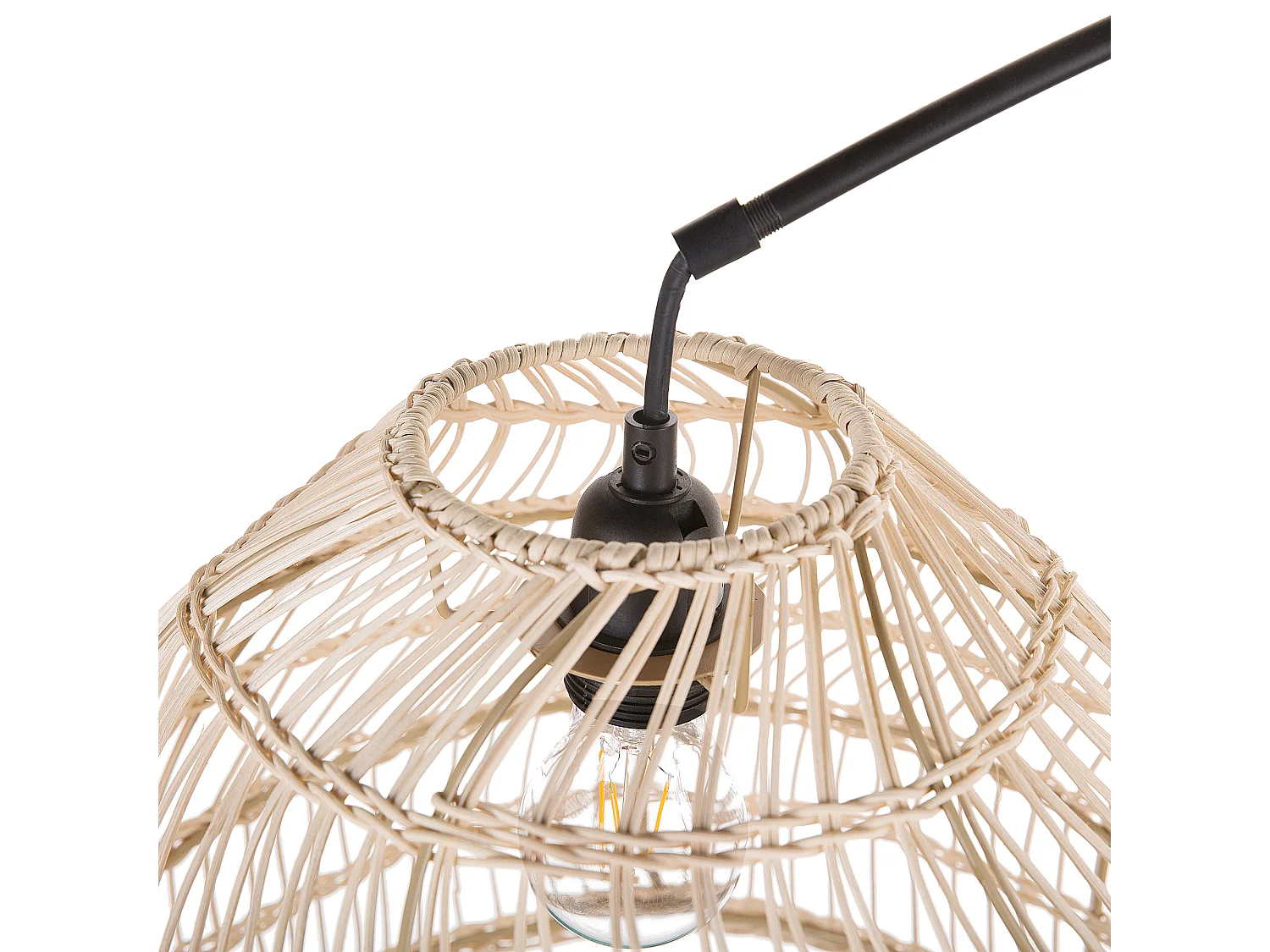 Romantische Stehleuchte Rattan sandbeige Höhe von 195 cm gebogene Form Guaviare
