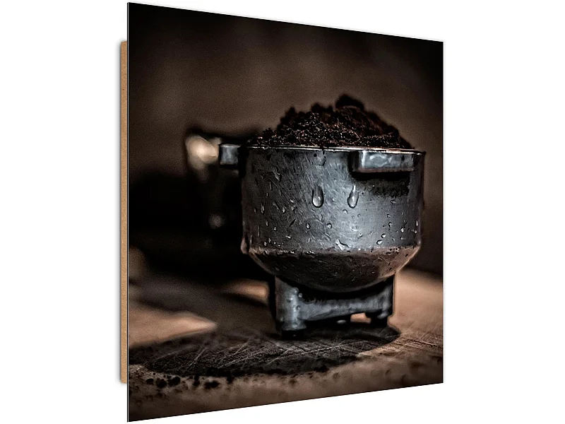 Tableau café moulu bois - 40 x 40 cm