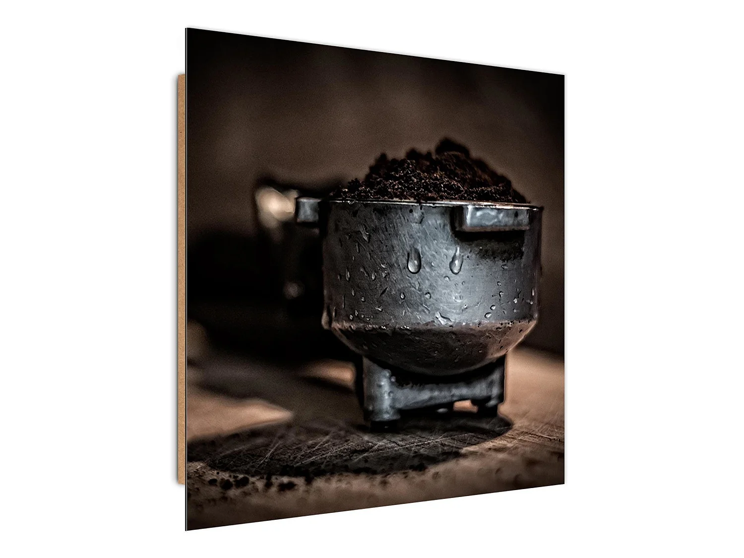 Tableau café moulu bois - 40 x 40 cm