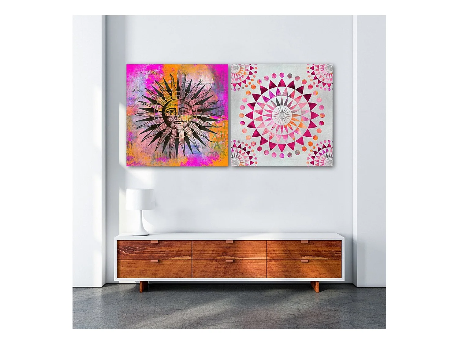 Tableau bois soleil, visage - 60 x 60 cm