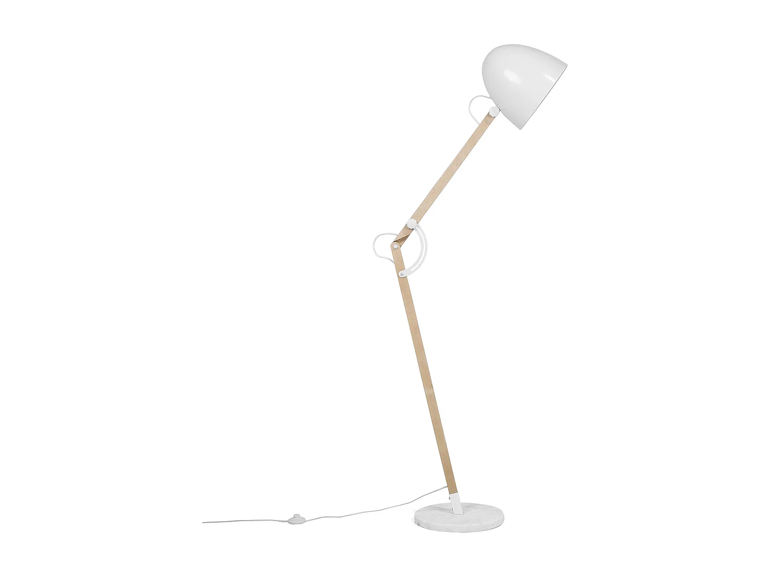 Lámpara de pie HETTON ajustable Madera de roble Blanco