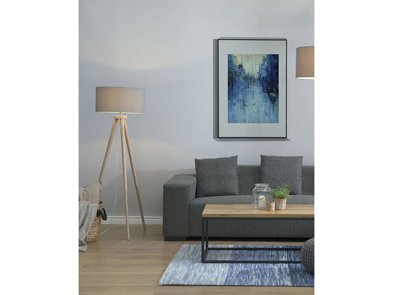 Staande lamp NITRA Eikenhout Grijs