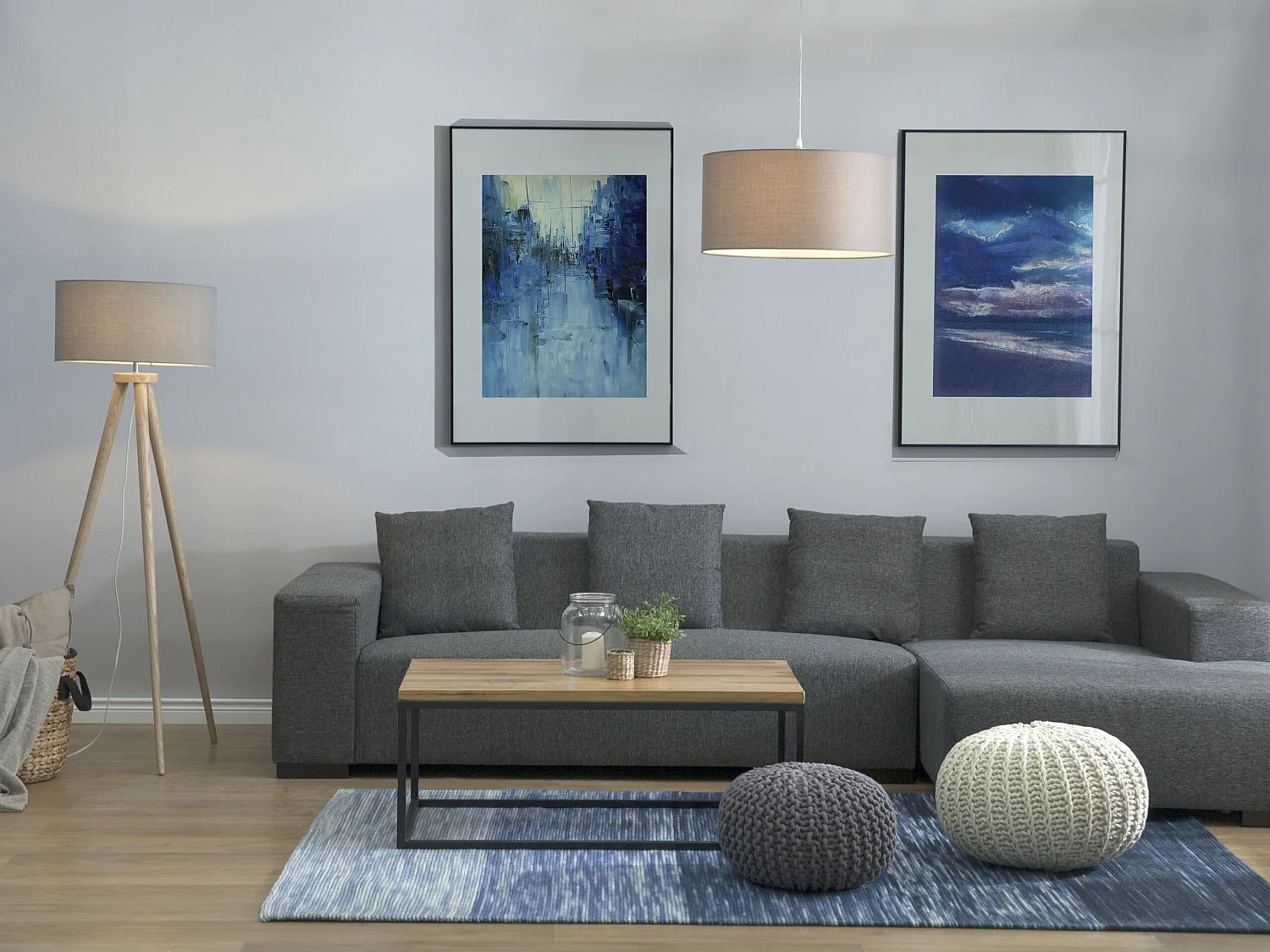 Staande lamp NITRA Eikenhout Grijs