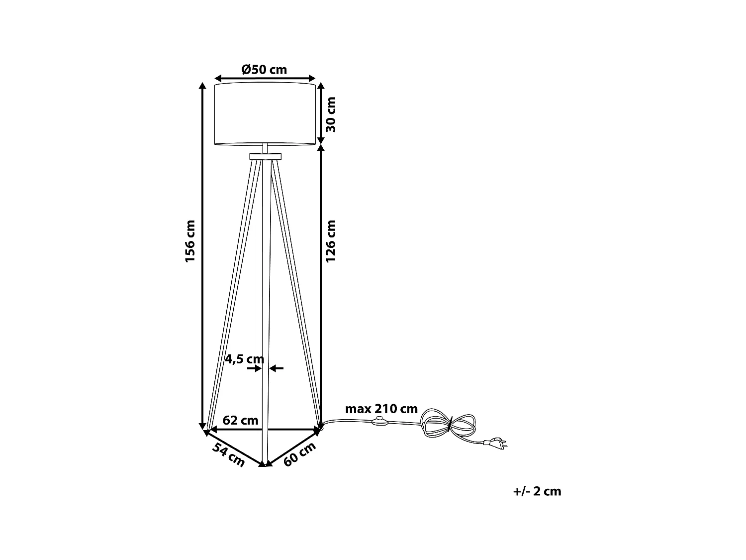 Elegante Stehlampe Dreifuß Lampenschirm aus Polybaumwolle Schwarz Stiletto