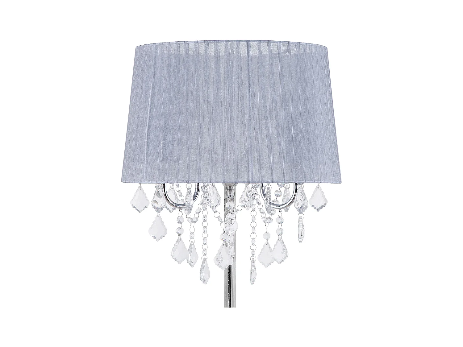 Stehlampe mit Stoffschirm grau Trommelform Kristall-Optik Glamour Stil Evans