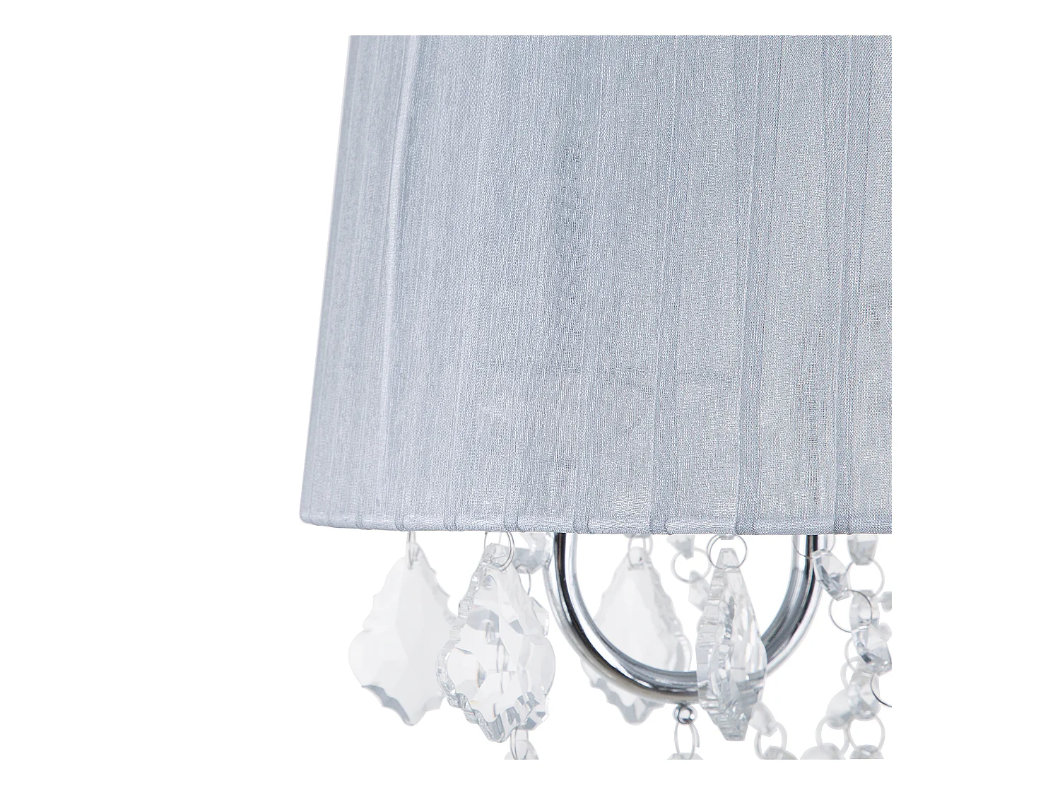 Stehlampe mit Stoffschirm grau Trommelform Kristall-Optik Glamour Stil Evans