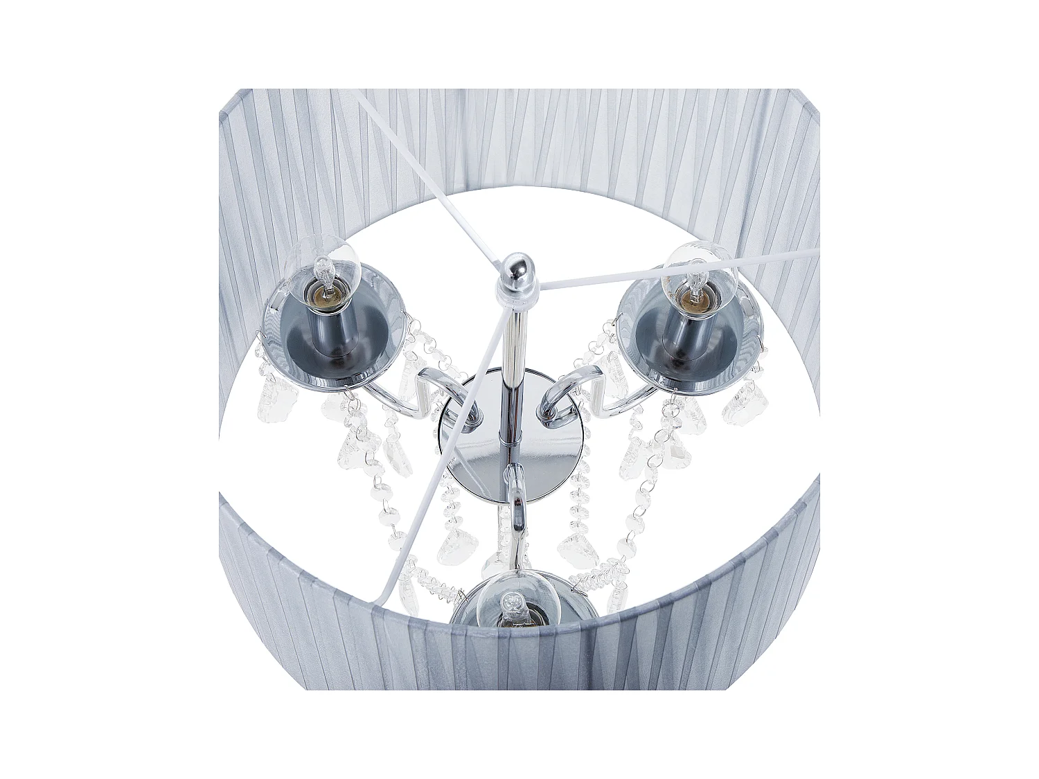 Stehlampe mit Stoffschirm grau Trommelform Kristall-Optik Glamour Stil Evans