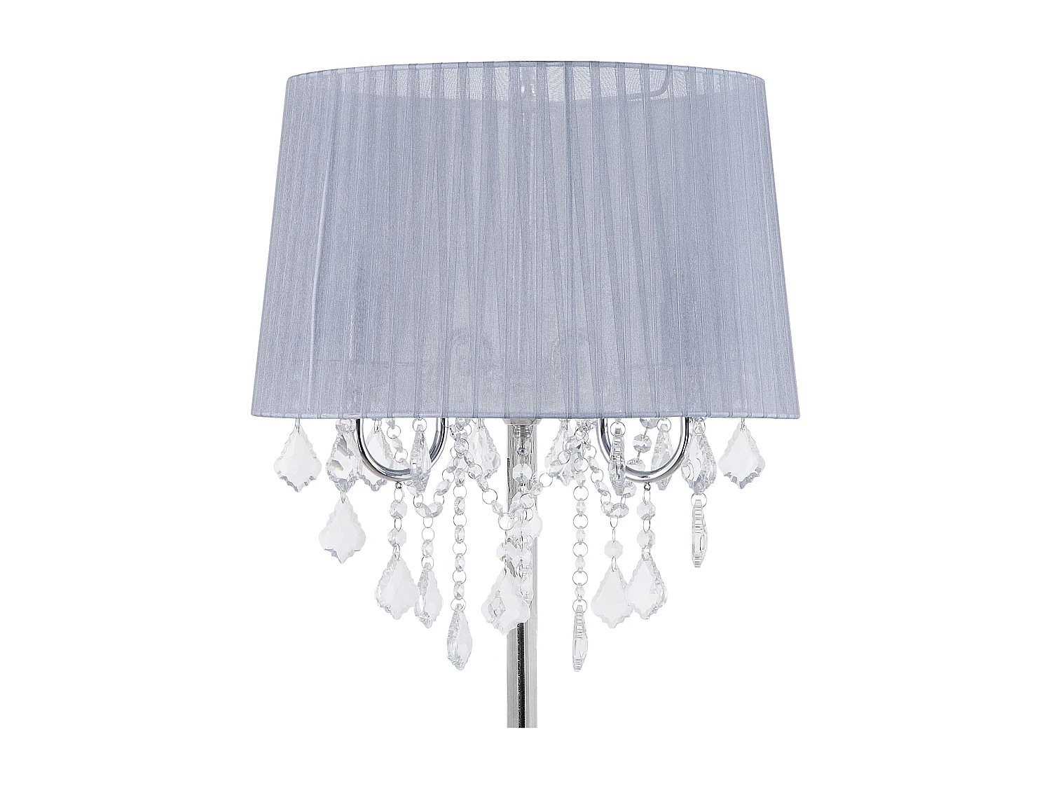 Stehlampe mit Stoffschirm grau Trommelform Kristall-Optik Glamour Stil Evans