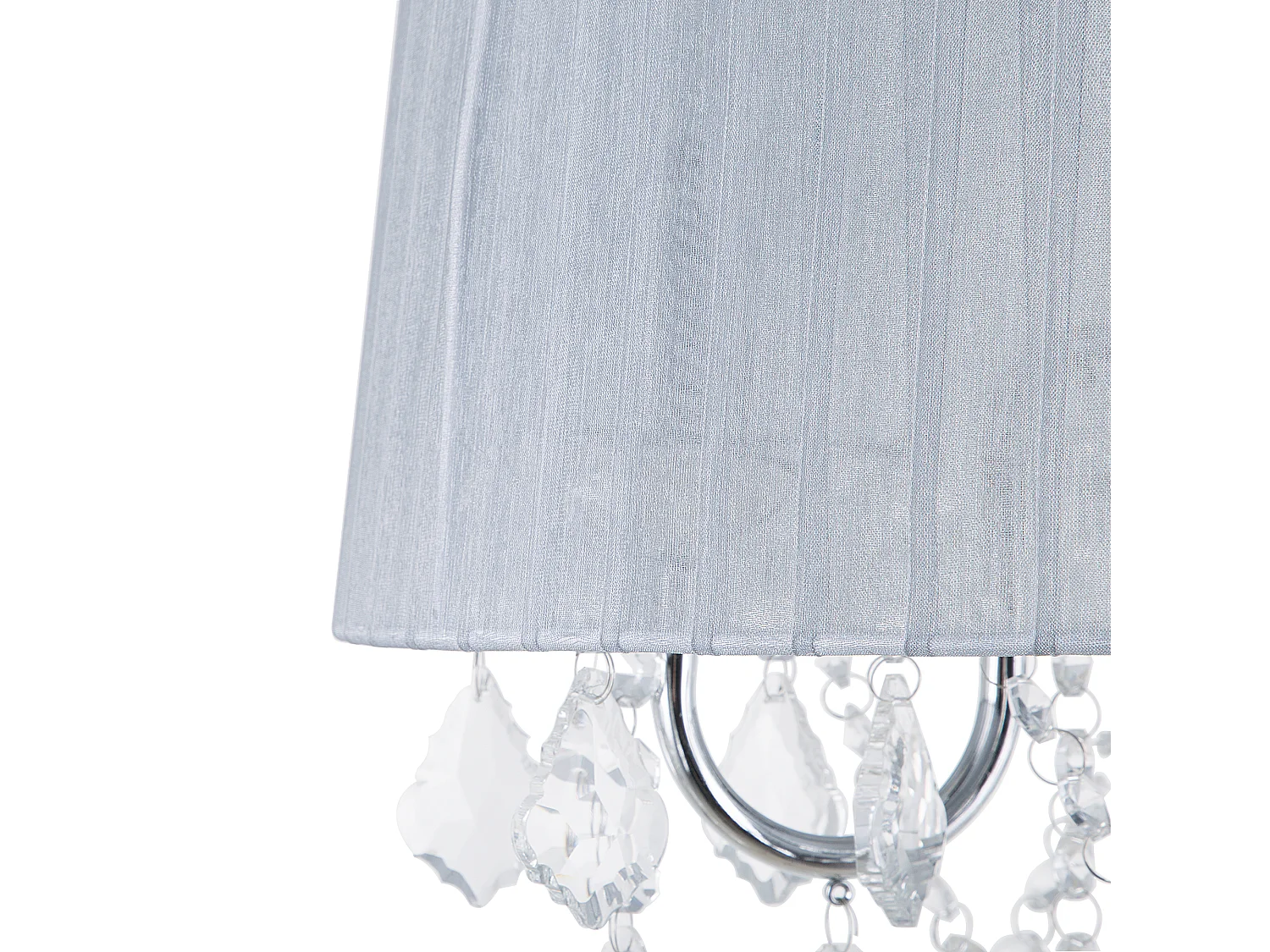 Stehlampe mit Stoffschirm grau Trommelform Kristall-Optik Glamour Stil Evans