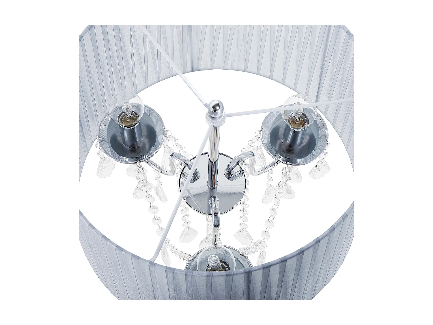 Stehlampe mit Stoffschirm grau Trommelform Kristall-Optik Glamour Stil Evans