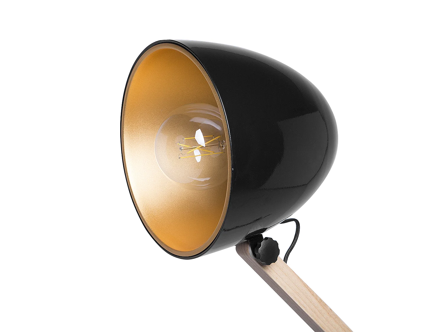 Stehlampe HETTON verstellbar Eichenholz Schwarz