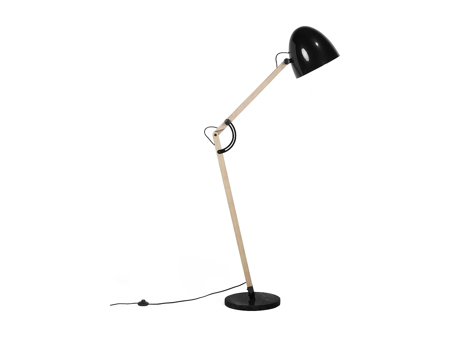 Stehlampe HETTON verstellbar Eichenholz Schwarz