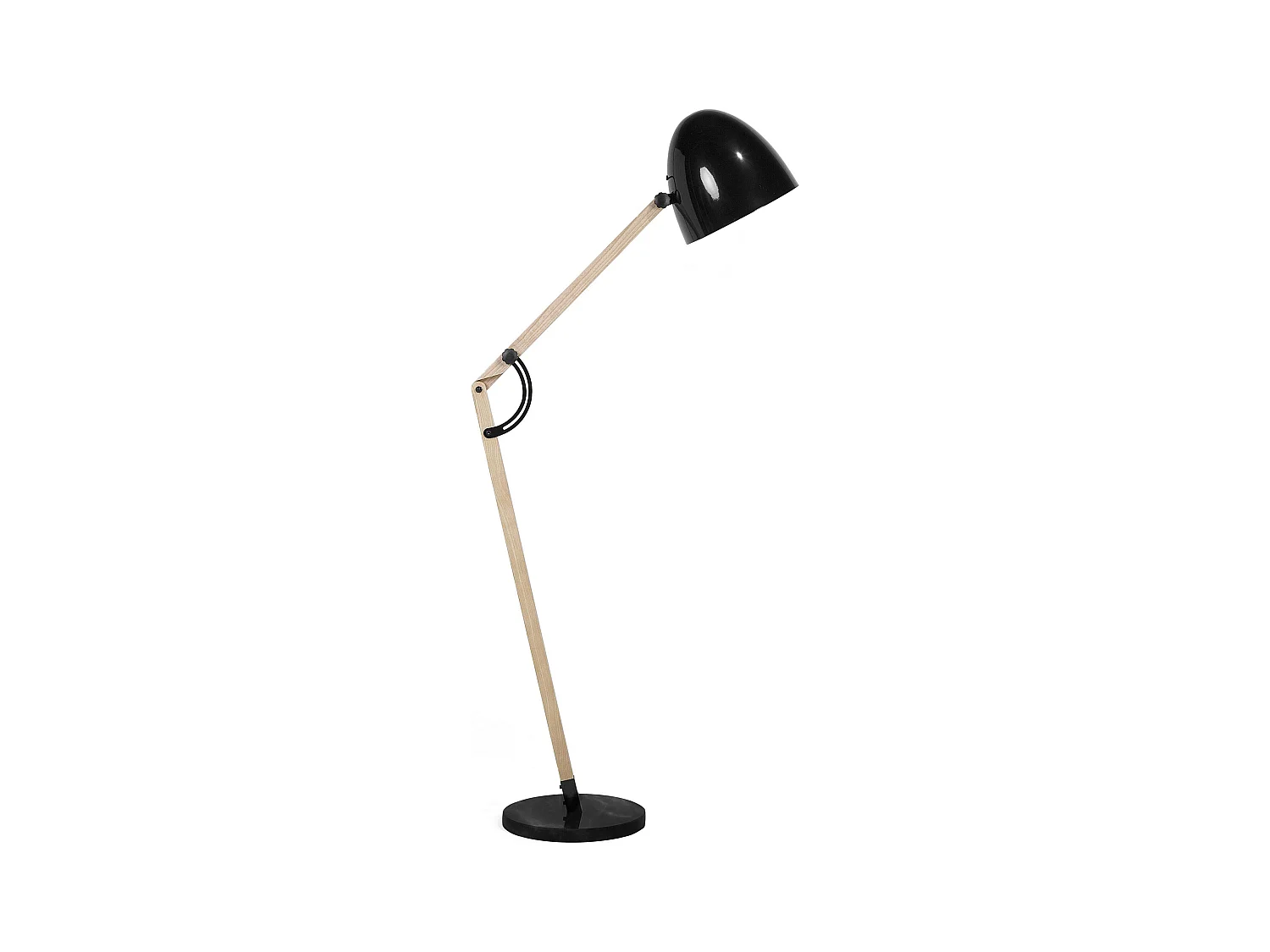 Lampadaire HETTON Réglable Bois de chêne Noir