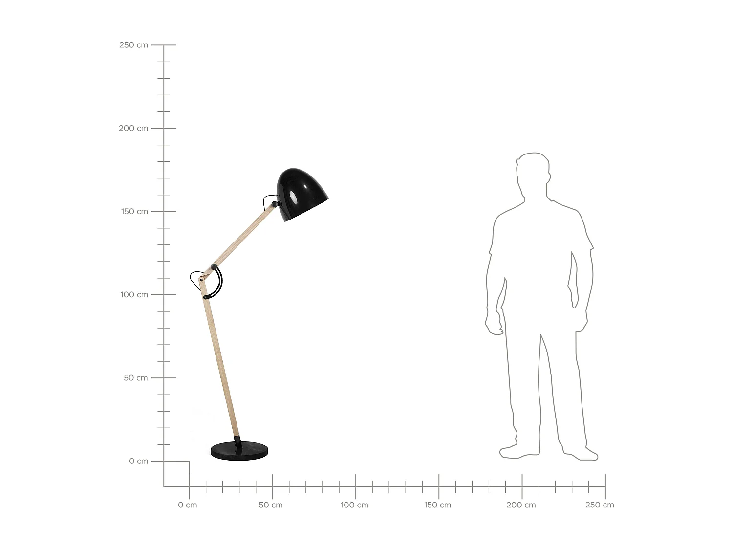 Lampa podłogowa HETTON Regulowana Drewno dębowe Czarny