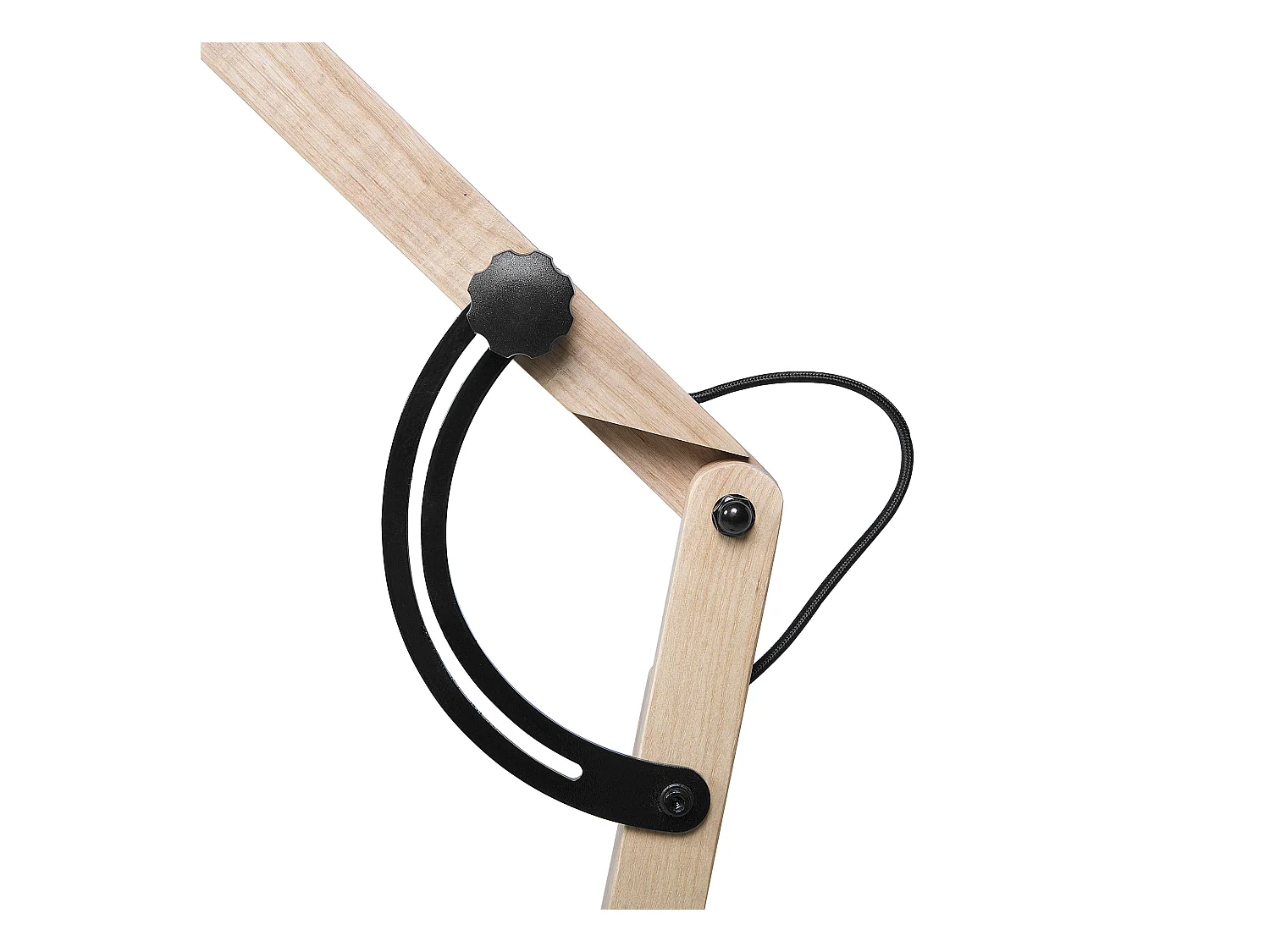 Lampa podłogowa HETTON Regulowana Drewno dębowe Czarny