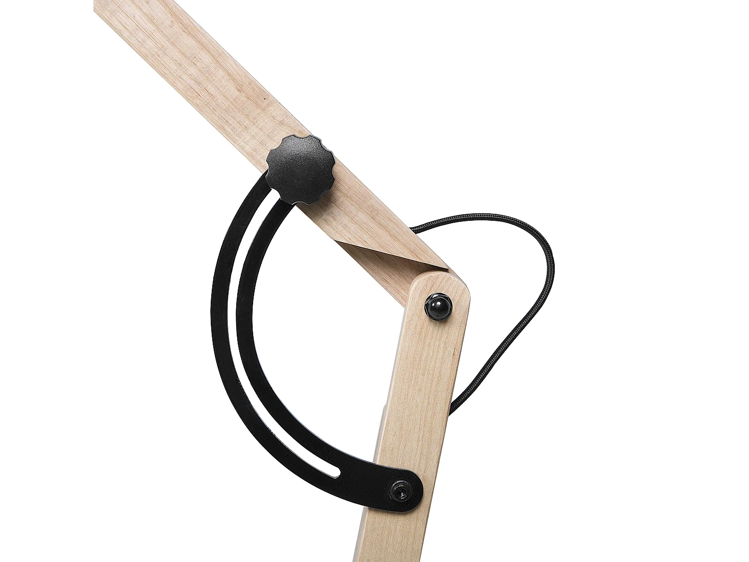 Lampa podłogowa HETTON Regulowana Drewno dębowe Czarny