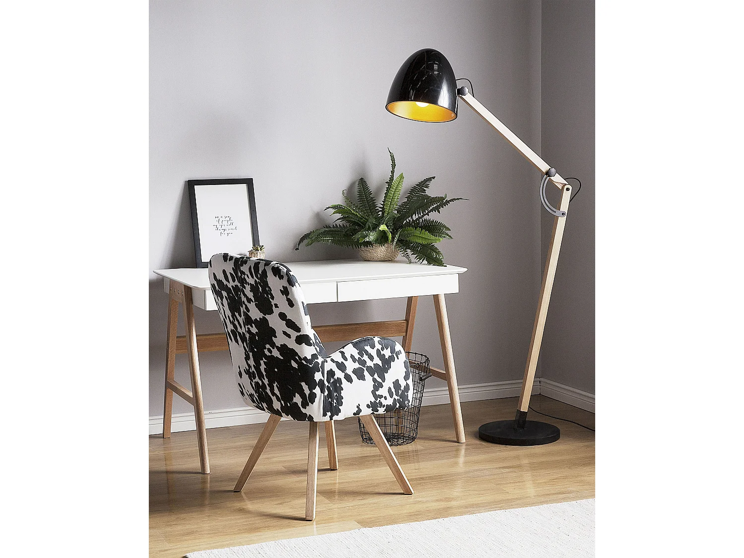 Staande lamp HETTON Verstelbaar Eikenhout Zwart