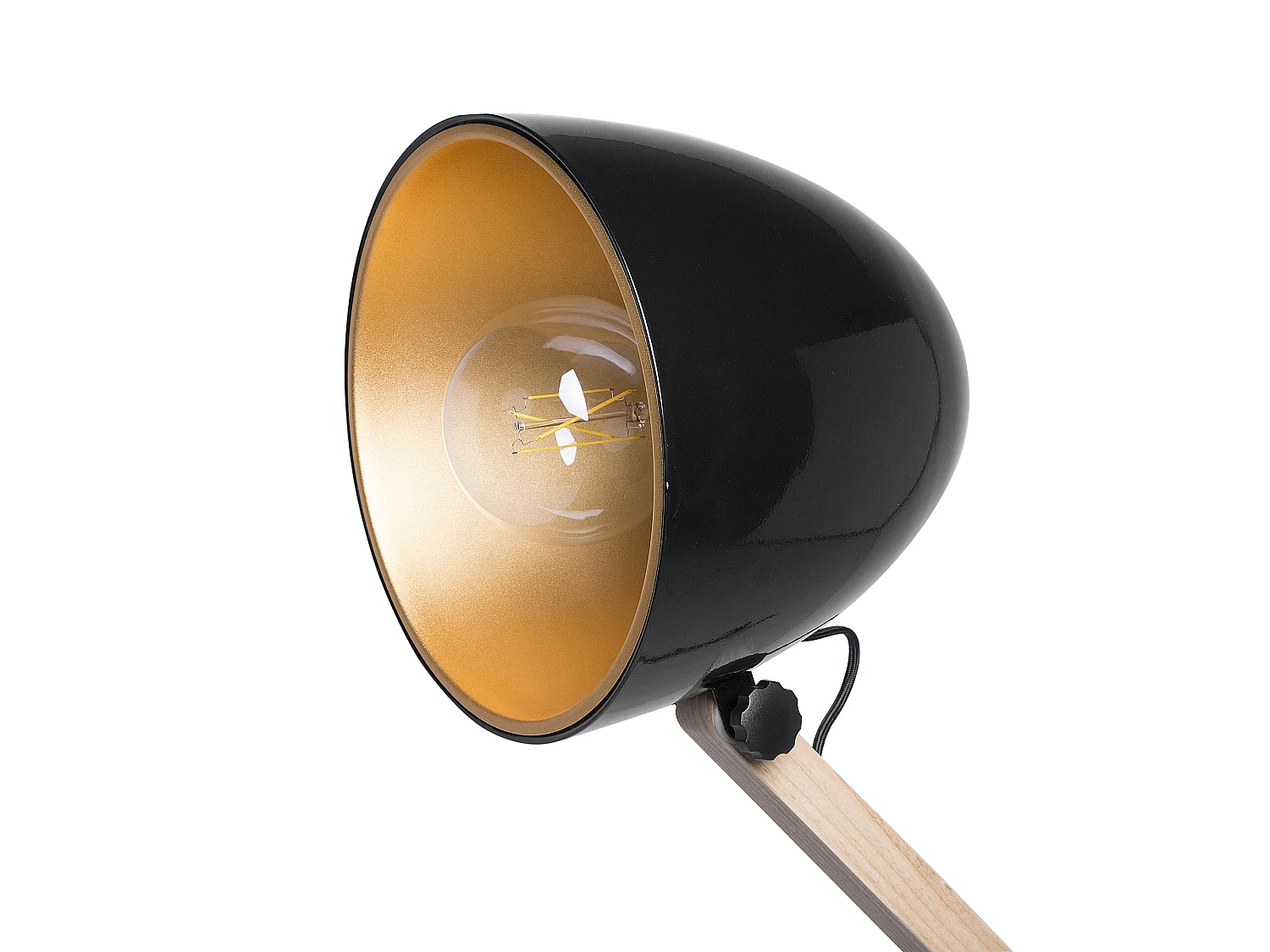 Lampada da pavimento HETTON Regolabile Legno Nero