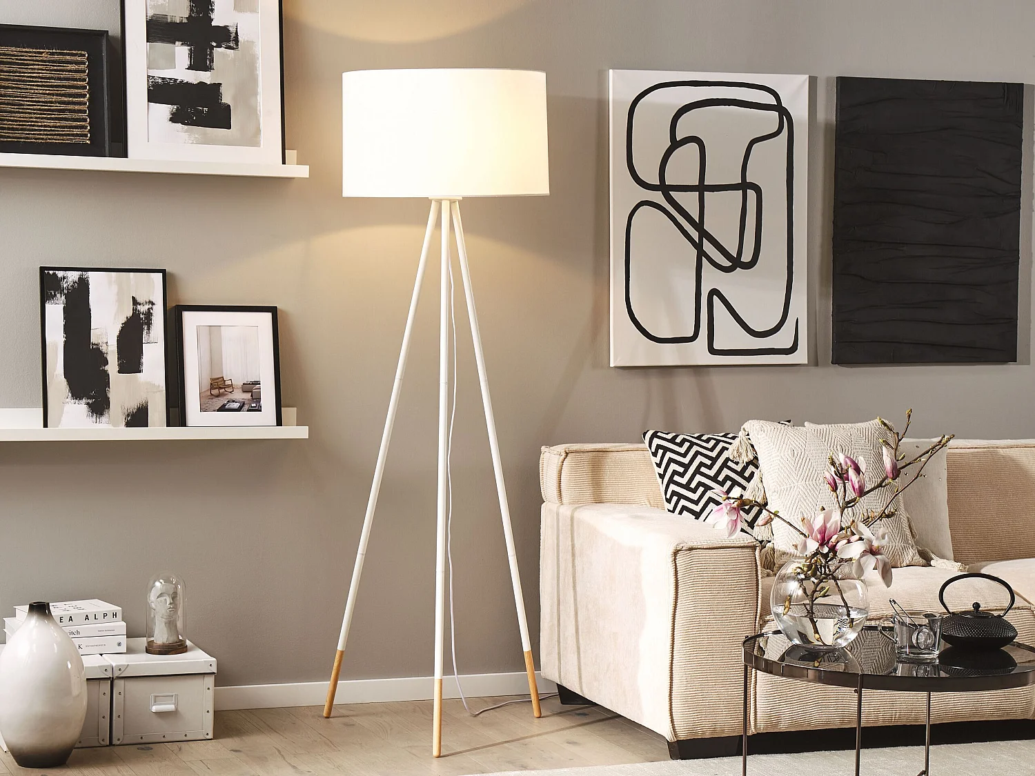 Lampadaire blanc à trépied TOBOL