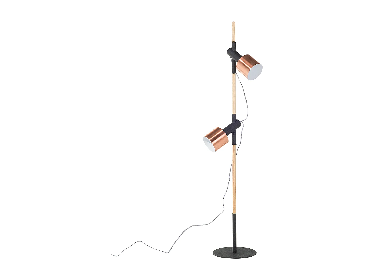 Moderne Stehlampe aus Metall und Holz in Schwarz 125 cm Owens