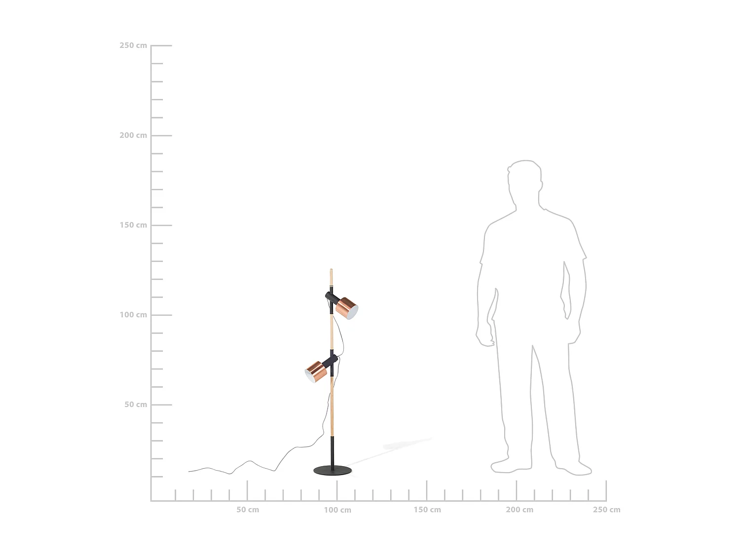 Moderne Stehlampe aus Metall und Holz in Schwarz 125 cm Owens