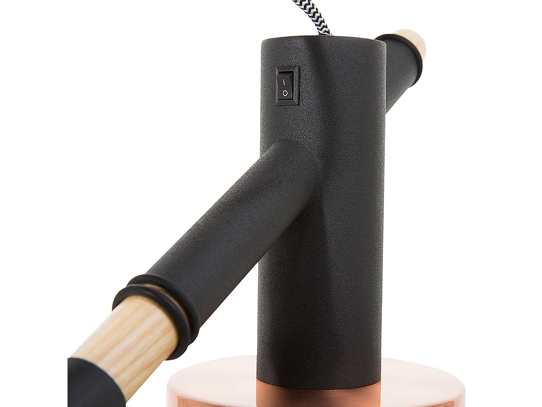 Candeeiro de pé OWENS Ajustável Madeira de carvalho Preto