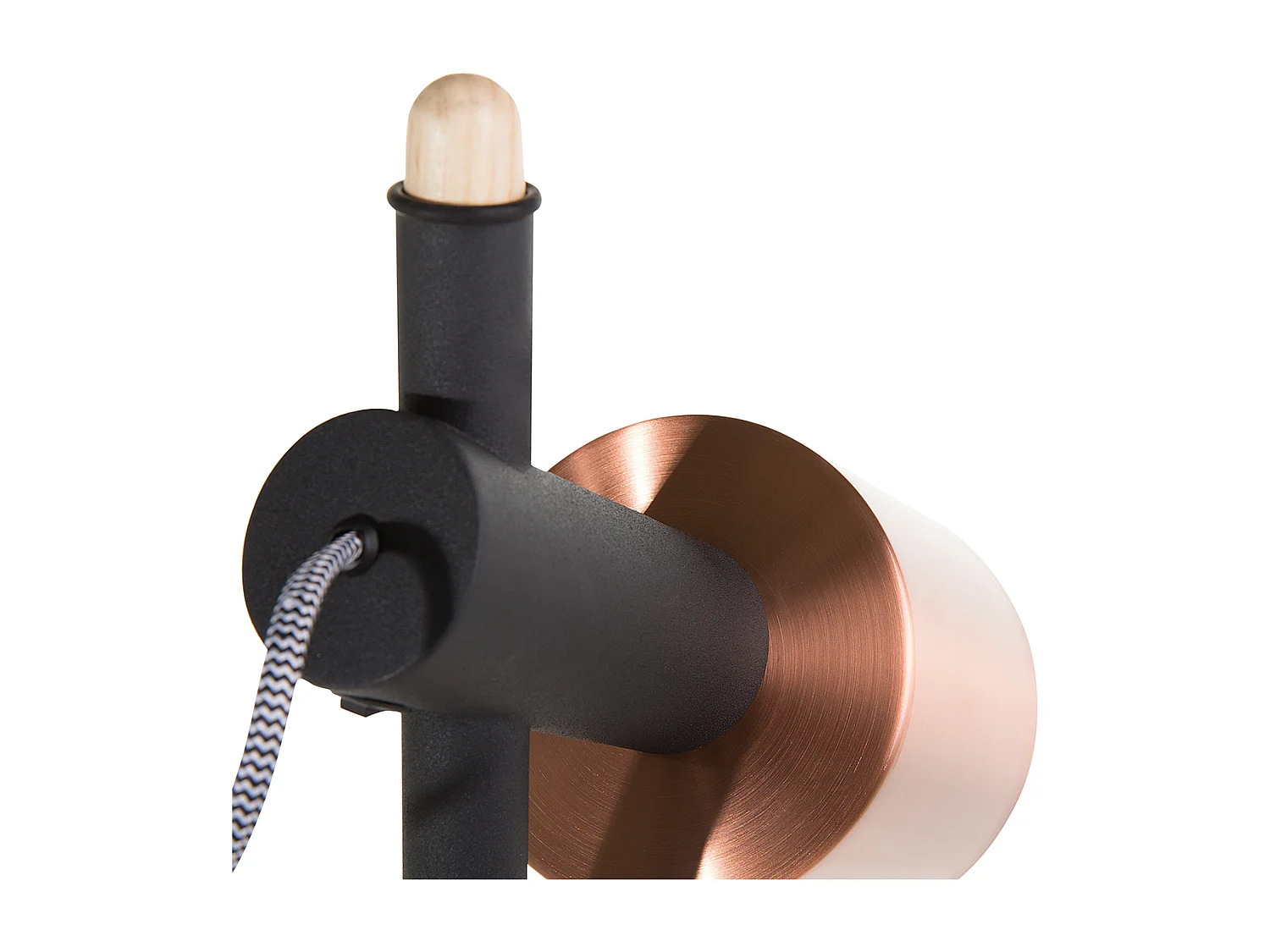 Moderne Stehlampe aus Metall und Holz in Schwarz 125 cm Owens