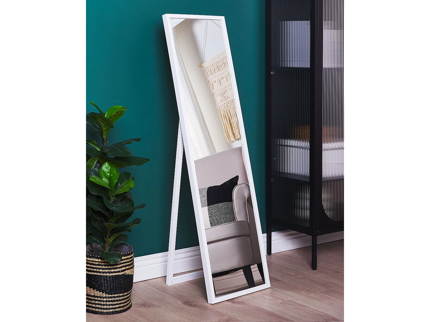 Freistehender Spiegel Kunststoff weiß 40 x 140 cm Torcy