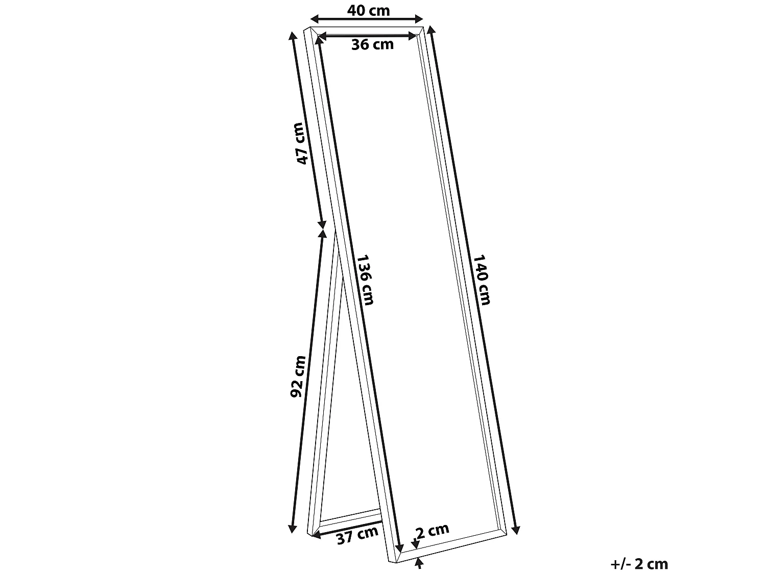 Miroir sur pied TORCY 140 cm Noir