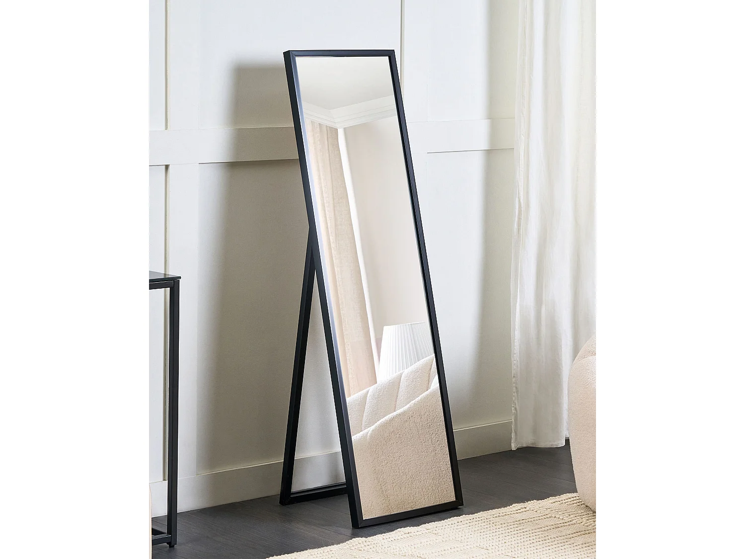 Freistehender Spiegel Kunststoff schwarz 40 x 140 cm Torcy