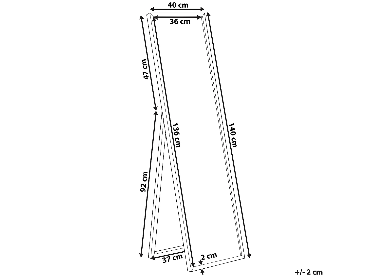 Miroir sur pied TORCY 140 cm Noir