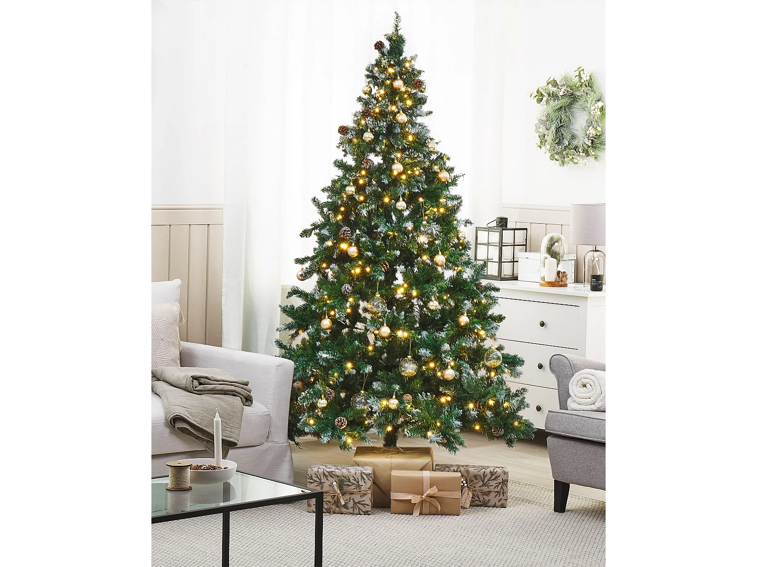 Sapin de Noël artificiel vert pré-illuminé 210 cm PALOMAR
