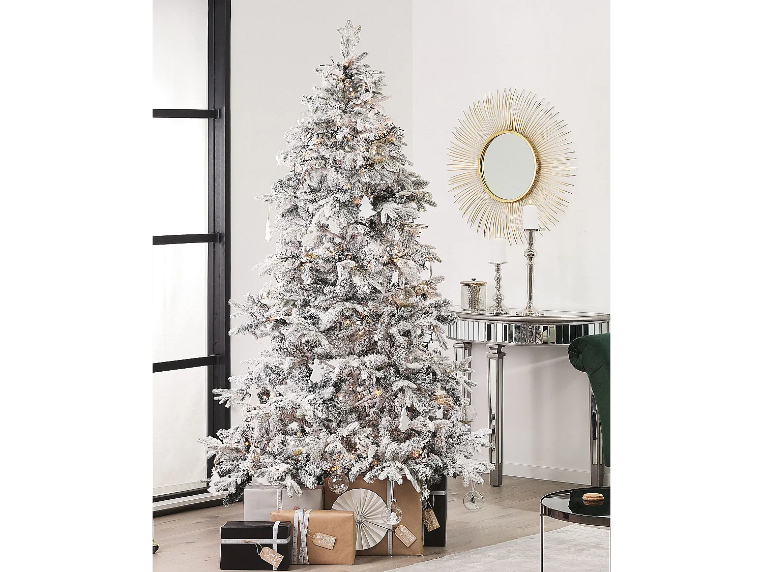 Künstlicher Weihnachtsbaum schneebedeckt 180 cm weiss TOMICHI