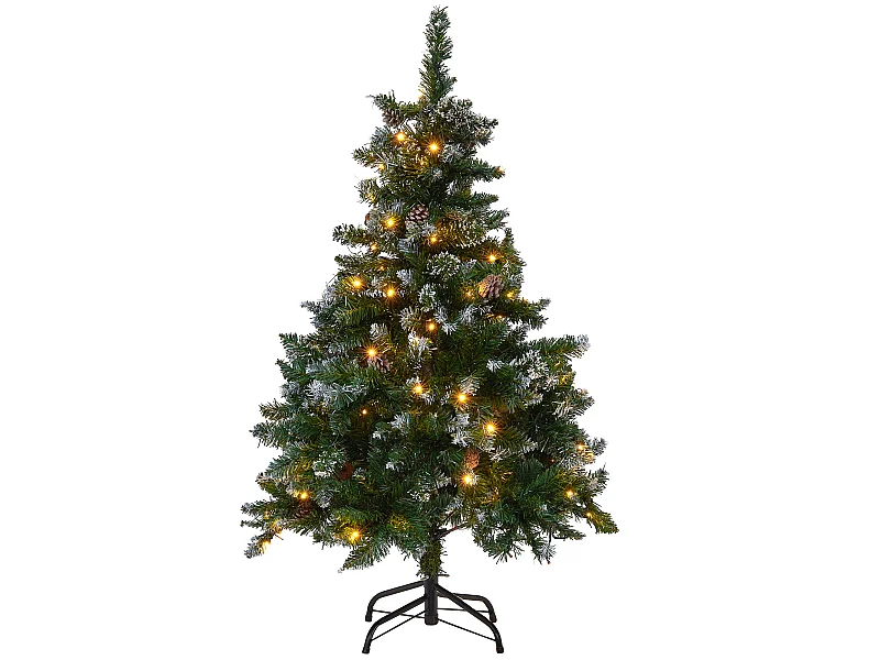 Weihnachtsbaum 120 cm LED Beleuchtung Schnee Zapfen Metallständer grün Palomar
