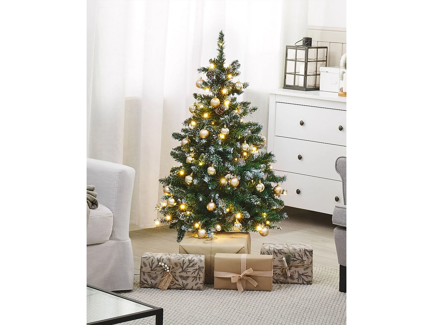 Sapin de Noël artificiel LED PALOMAR 120 cm Vert foncé