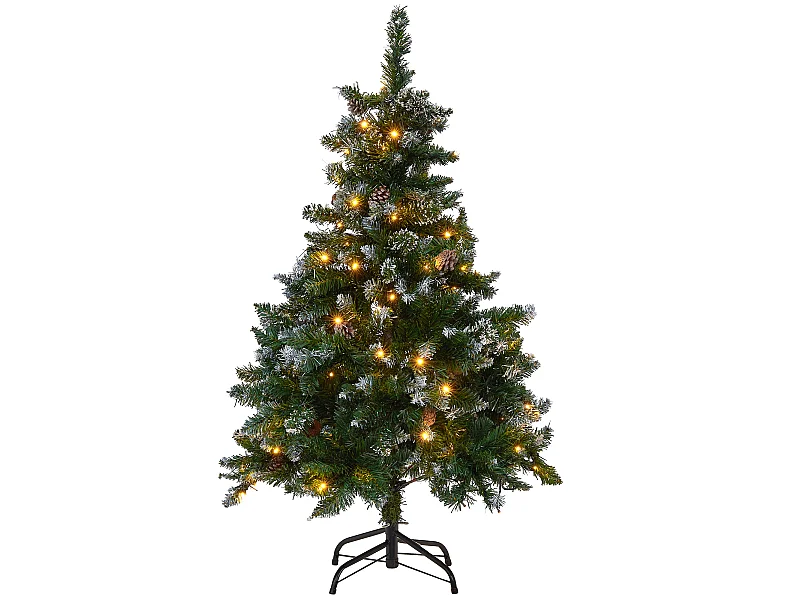 Weihnachtsbaum 120 cm LED Beleuchtung Schnee Zapfen Metallständer grün Palomar