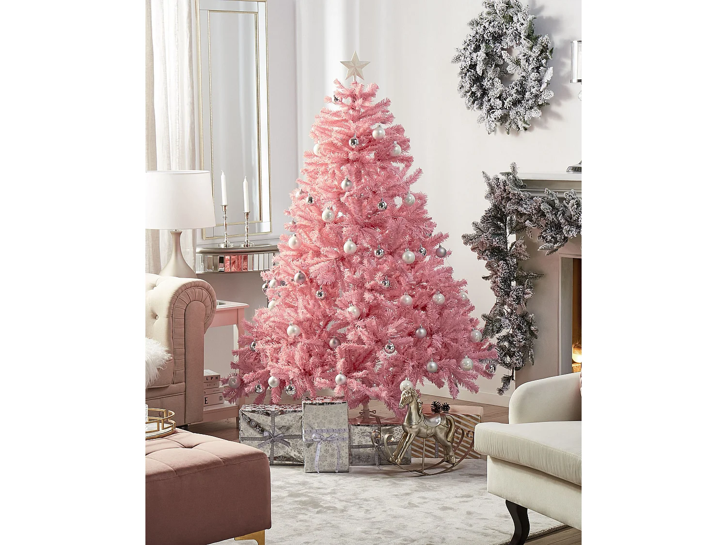Sapin de Noël artificiel FARNHAM 180 cm Rose