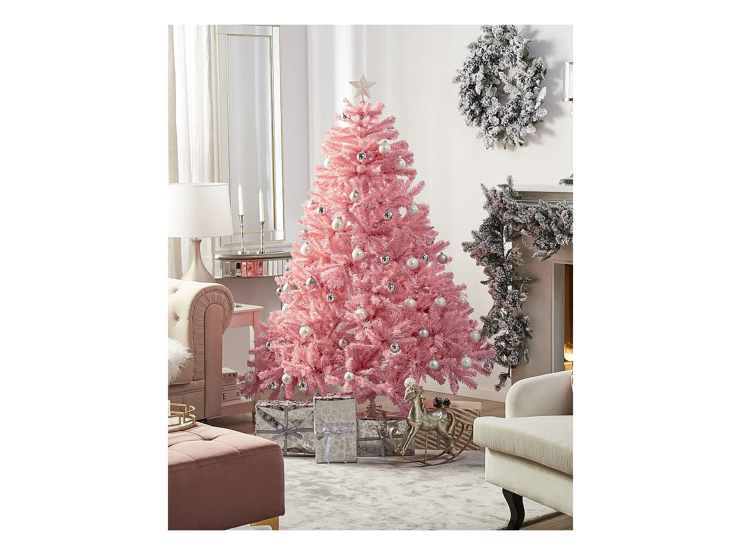 Sapin de Noël artificiel FARNHAM 210 cm Rose