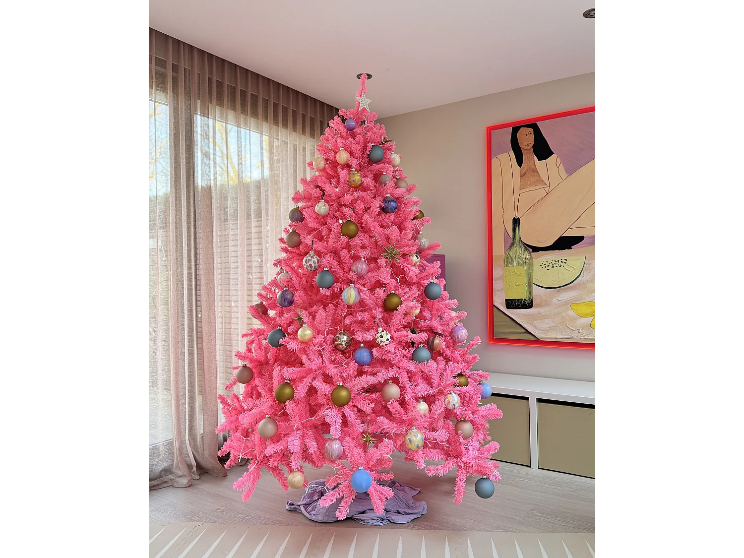 Sapin de Noël 210 cm rose FARNHAM