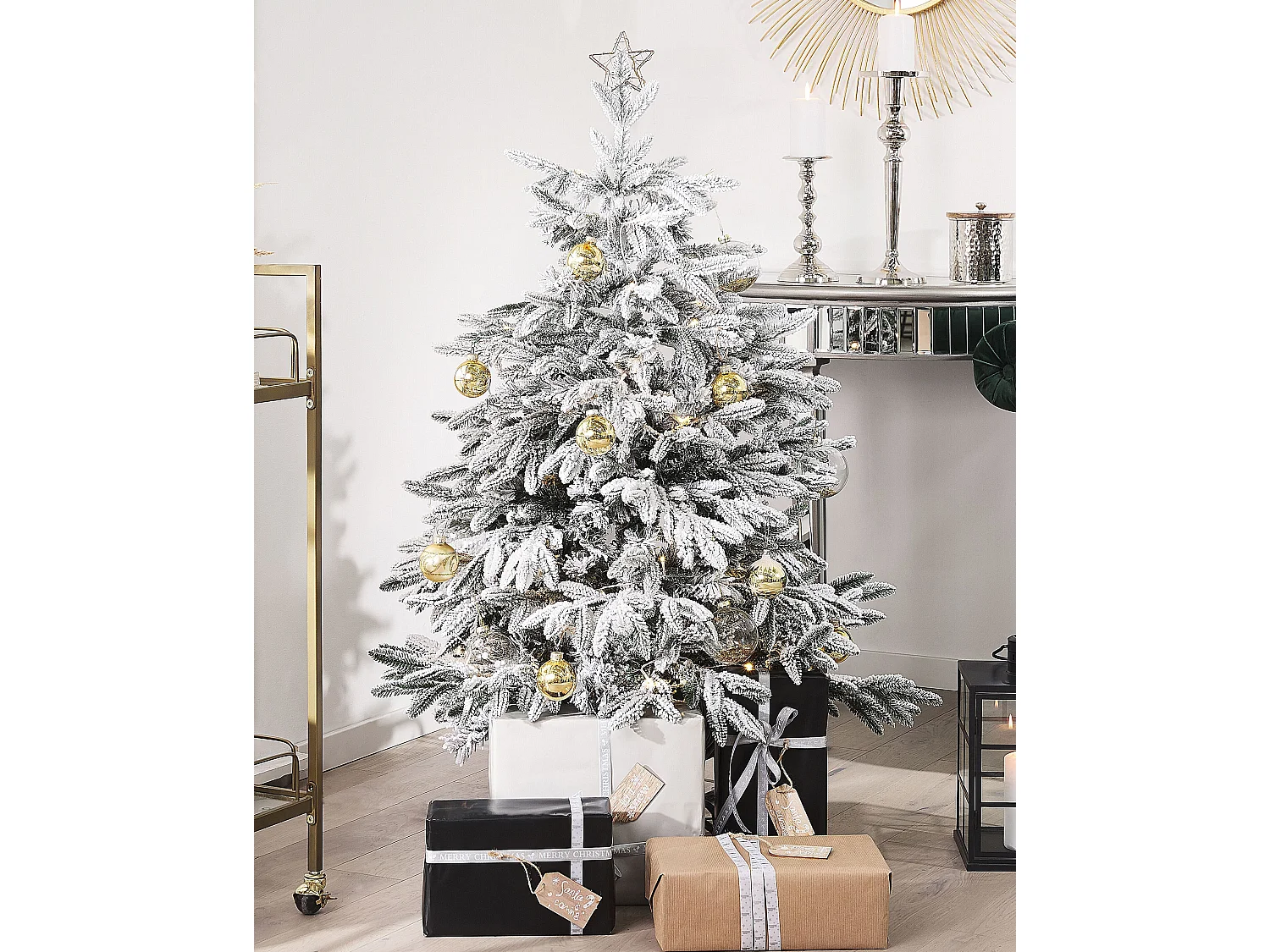 Sapin de Noël artificiel enneigé BASSIE 120 cm Blanc