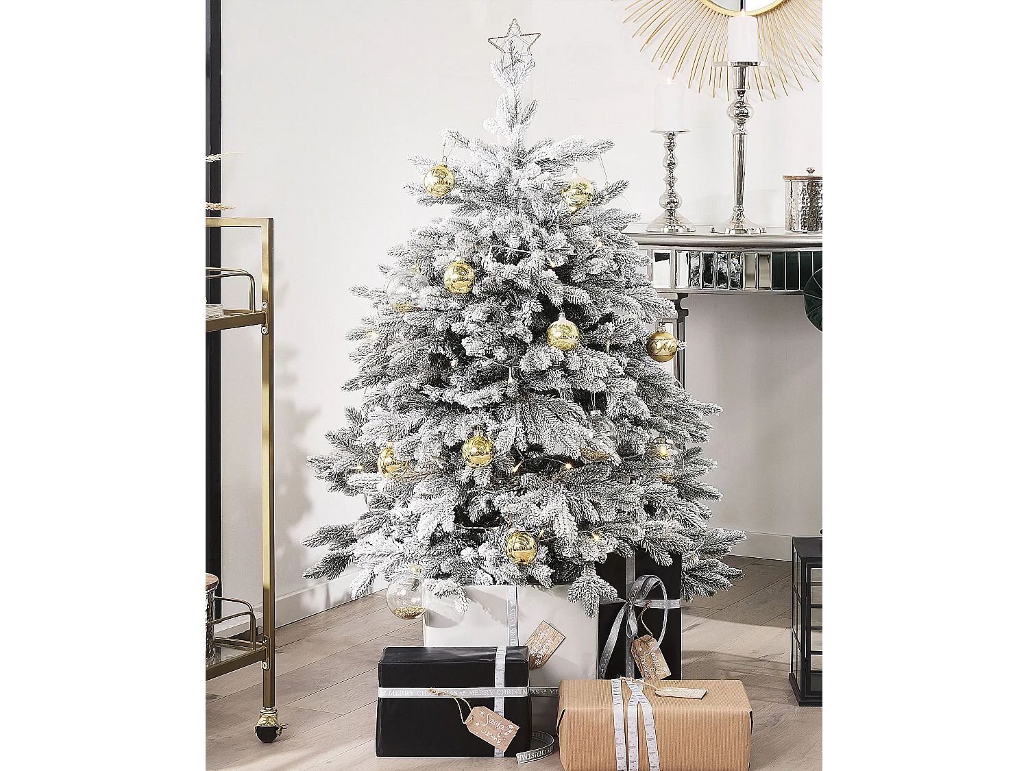 Sapin de Noël artificiel enneigé FORAKER 120 cm Blanc