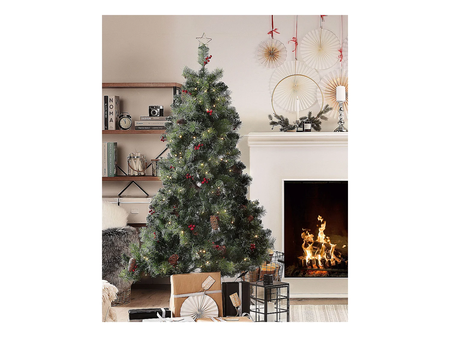 Sapin de Noël artificiel LED JACINTO 180 cm Vert foncé
